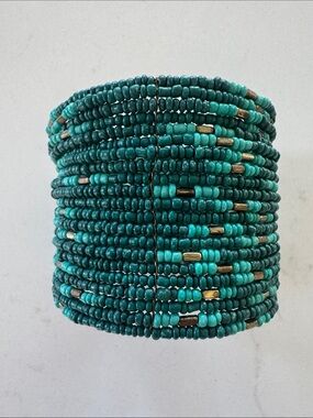 Turquoise Beaded Multi-Row Cuff Bracelet NEW!  ✨